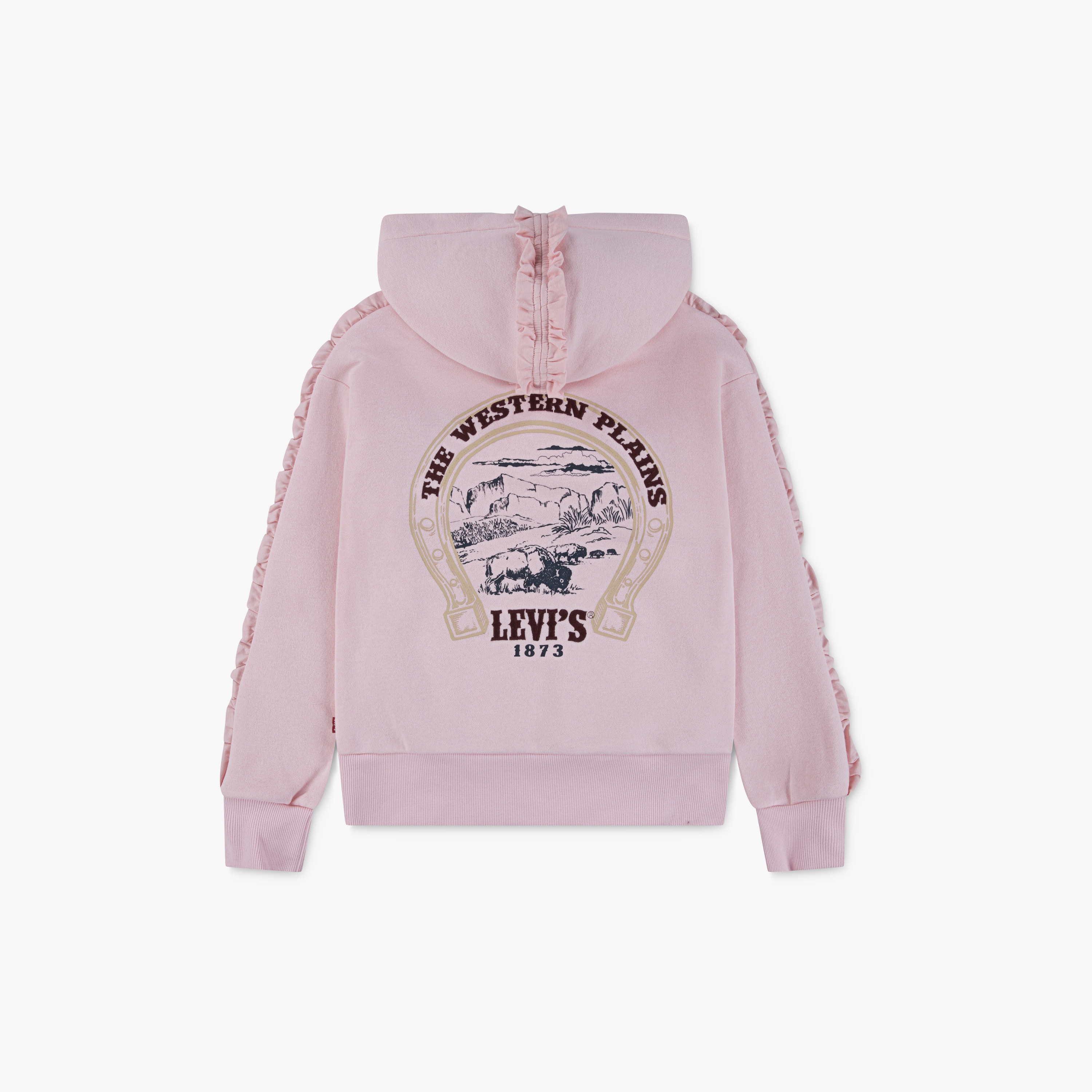 Levi’s Printed Hooded Sweatshirt with Frill Details-girls-clothing-sweatshirts-image-2