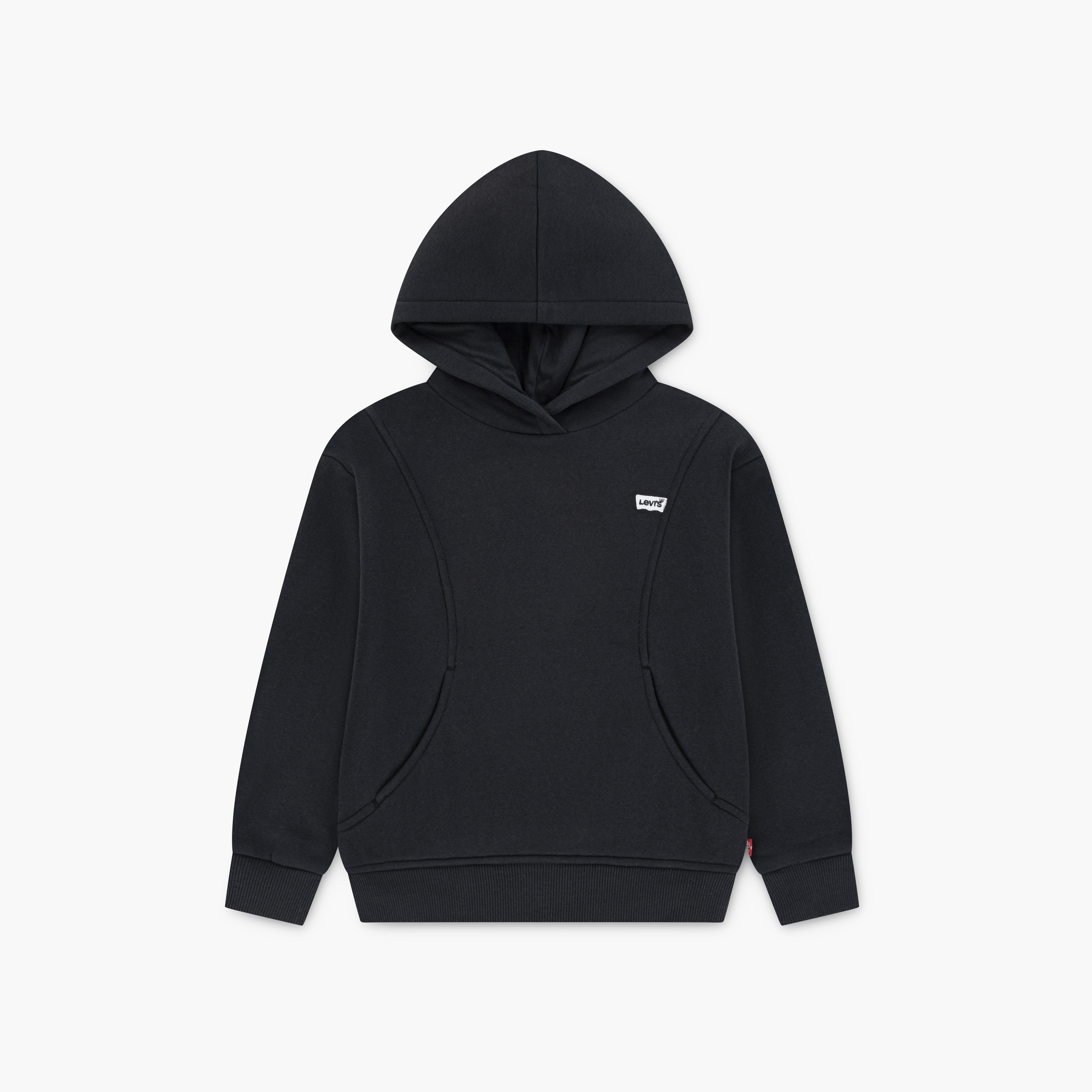 Levi’s Solid Hooded Sweatshirt with Batwing Patch-girls-clothing-sweatshirts-image-1