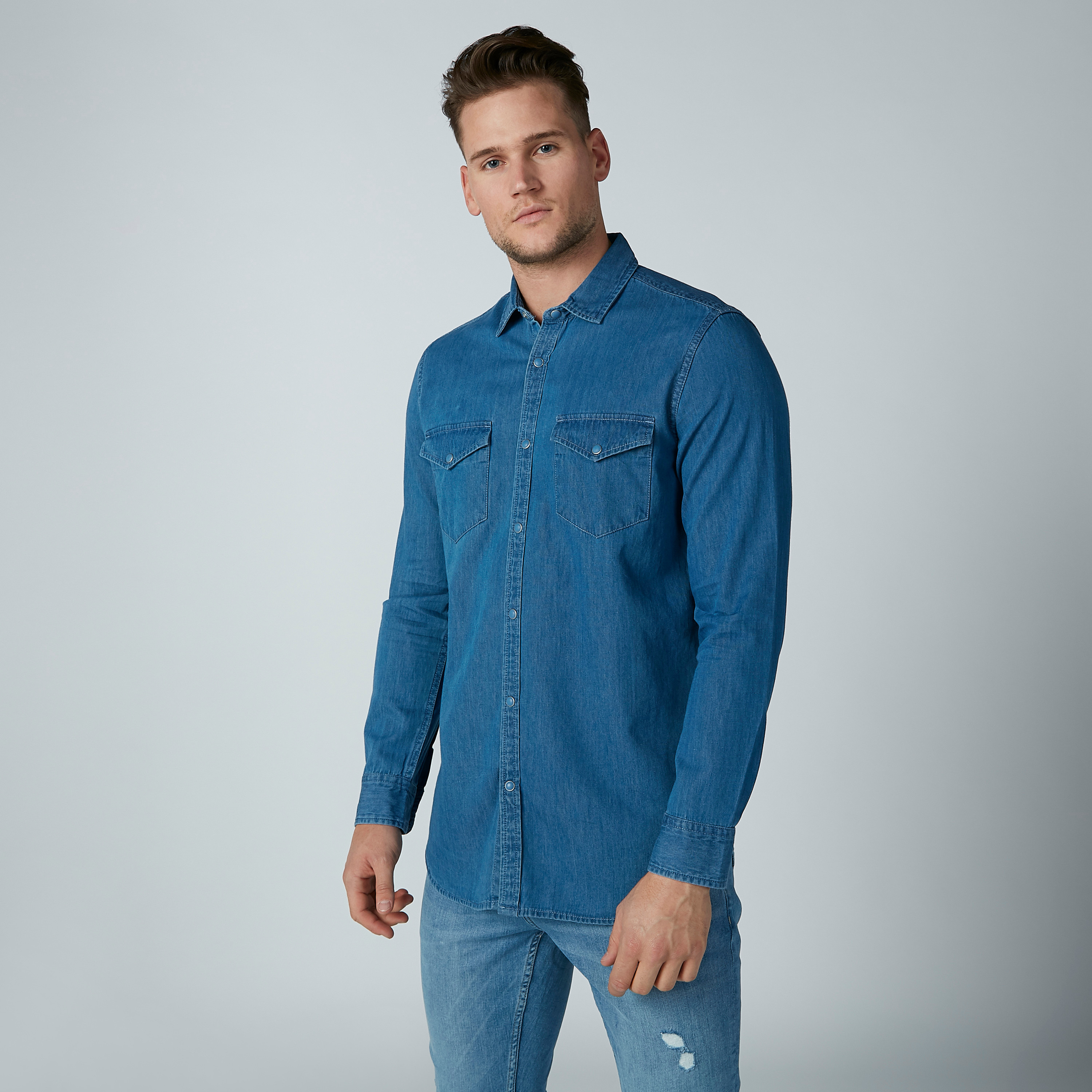 Jeans with long sleeve hot sale shirt