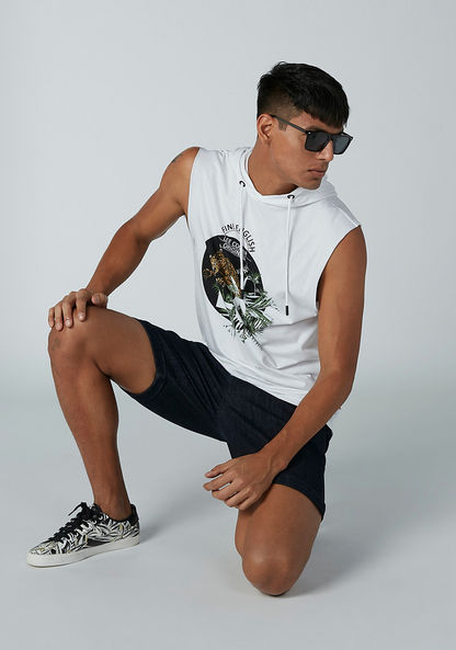 Shop Lee Cooper Printed Sleeveless Hoodie Online | Splash Kuwait Shop Lee Cooper Printed Sleeveless Hoodie Online | Splash Kuwait