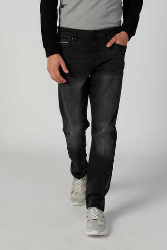 Sustainable Slim Fit Plain Mid Waist Jeans with Pocket Detail