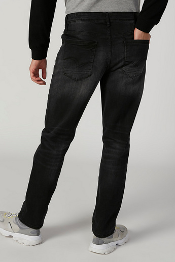 Sustainable Slim Fit Plain Mid Waist Jeans with Pocket Detail
