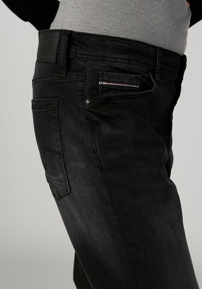 Slim Fit Plain Mid Waist Jeans with Pocket Detail-Jeans-image-4