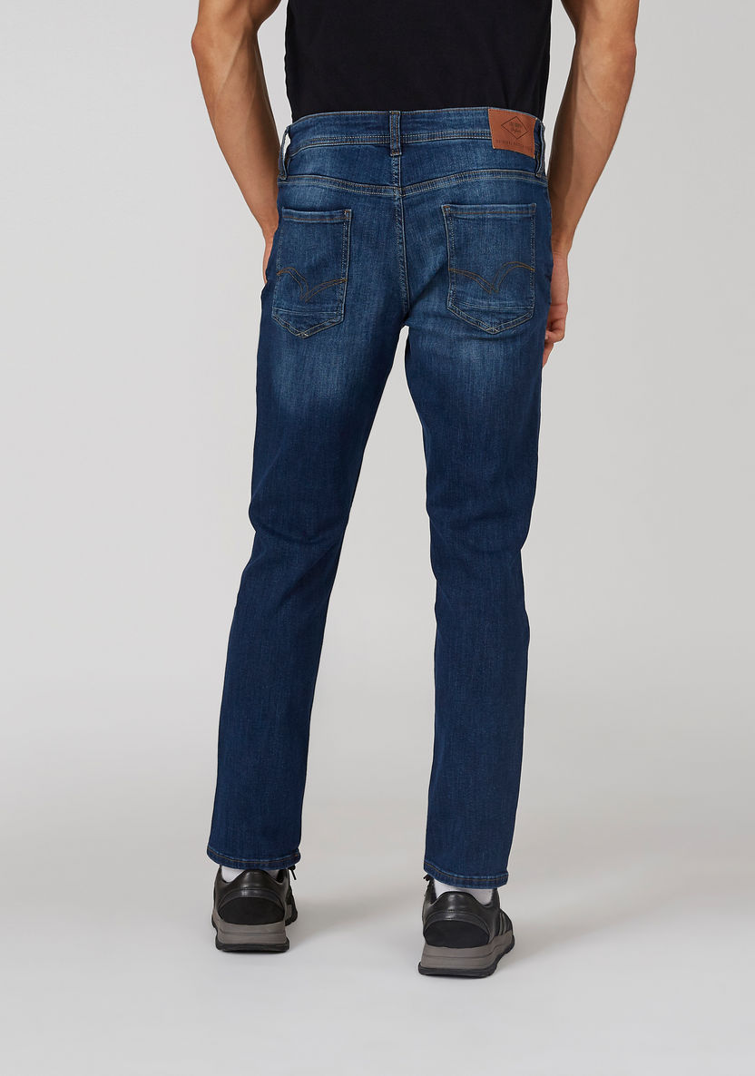 Slim Fit Plain Mid Waist Jeans with Pocket Detail-Jeans-image-1