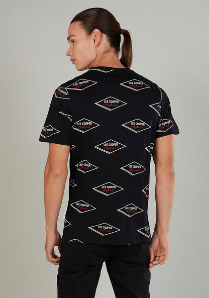 Sustainable Lee Cooper Printed Crew Neck T-shirt with Short Sleeves