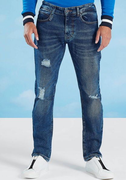 Lee Cooper Full Length distressed Jeans with Pocket Detail