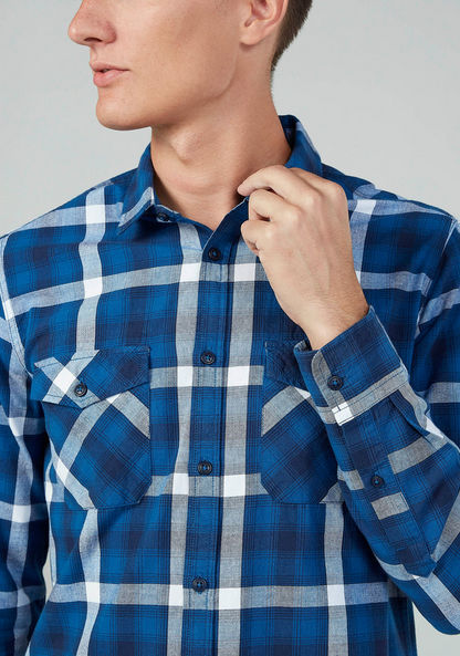 Lee Cooper Chequered Shirt with Long Sleeves and Flap Pockets