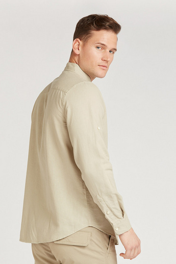 Lee Cooper Solid Shirt with Long Sleeves and Spread Collar