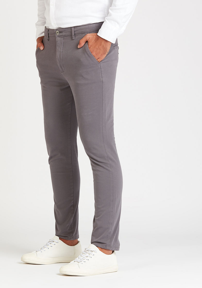 Lee Cooper Slim Fit Solid Low-Rise Chinos with Pocket Detail-Chinos-image-0