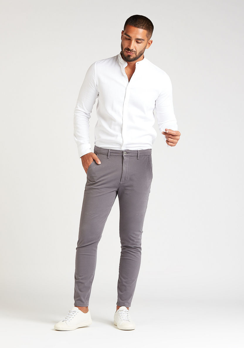 Lee Cooper Slim Fit Solid Low-Rise Chinos with Pocket Detail-Chinos-image-1