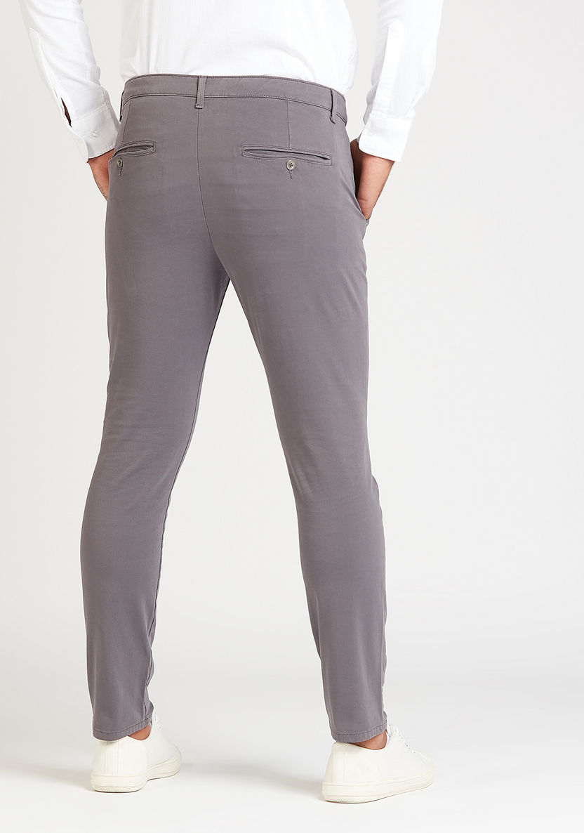 Lee Cooper Slim Fit Solid Low-Rise Chinos with Pocket Detail-Chinos-image-3