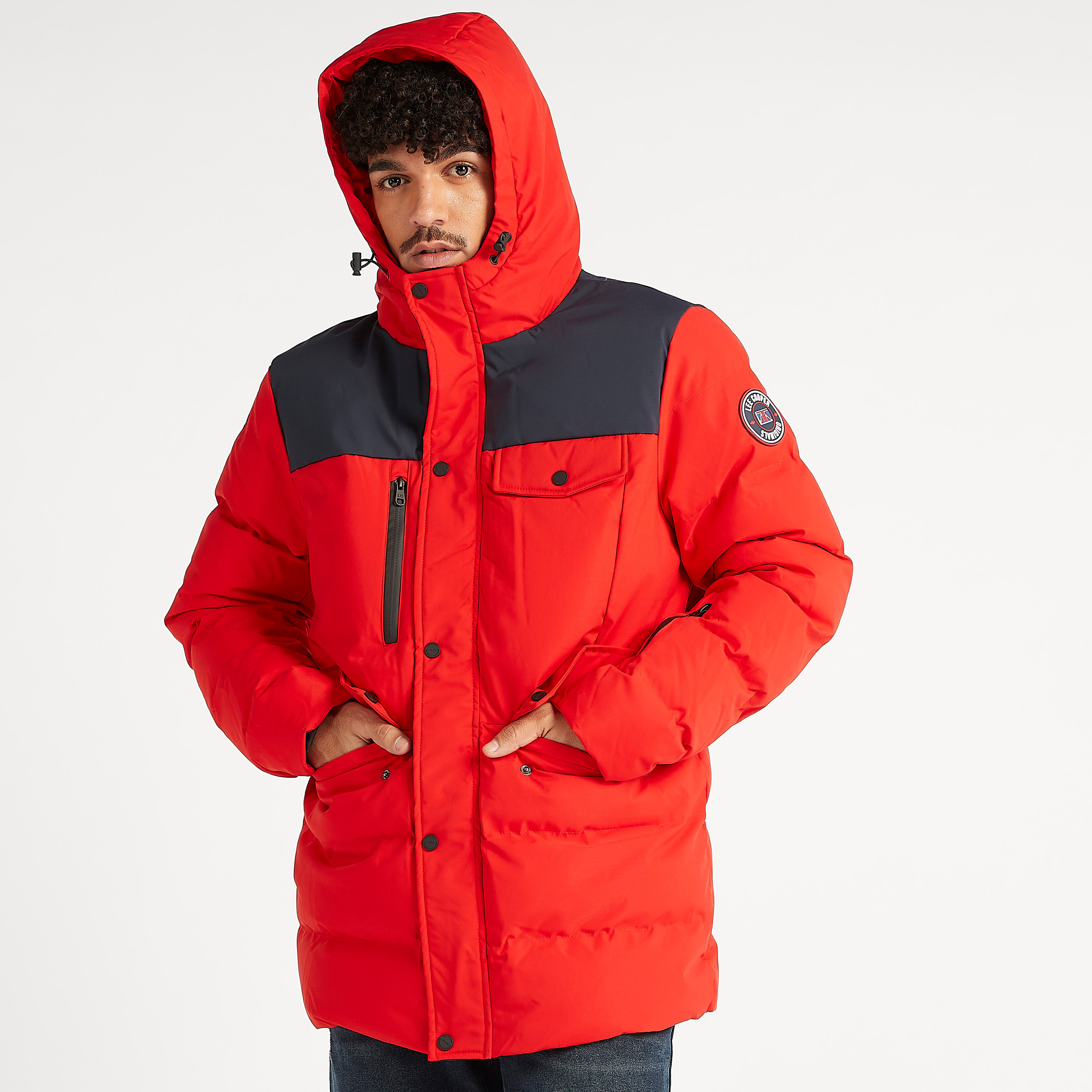 Buy Men s Lee Cooper Quilted Jacket with Hood and Long Sleeves Online Centrepoint Bahrain