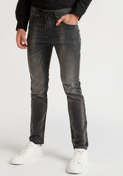 Lee Cooper Slim Fit Low-Rise Jeans with Drawstring Closure-Jeans-image-0