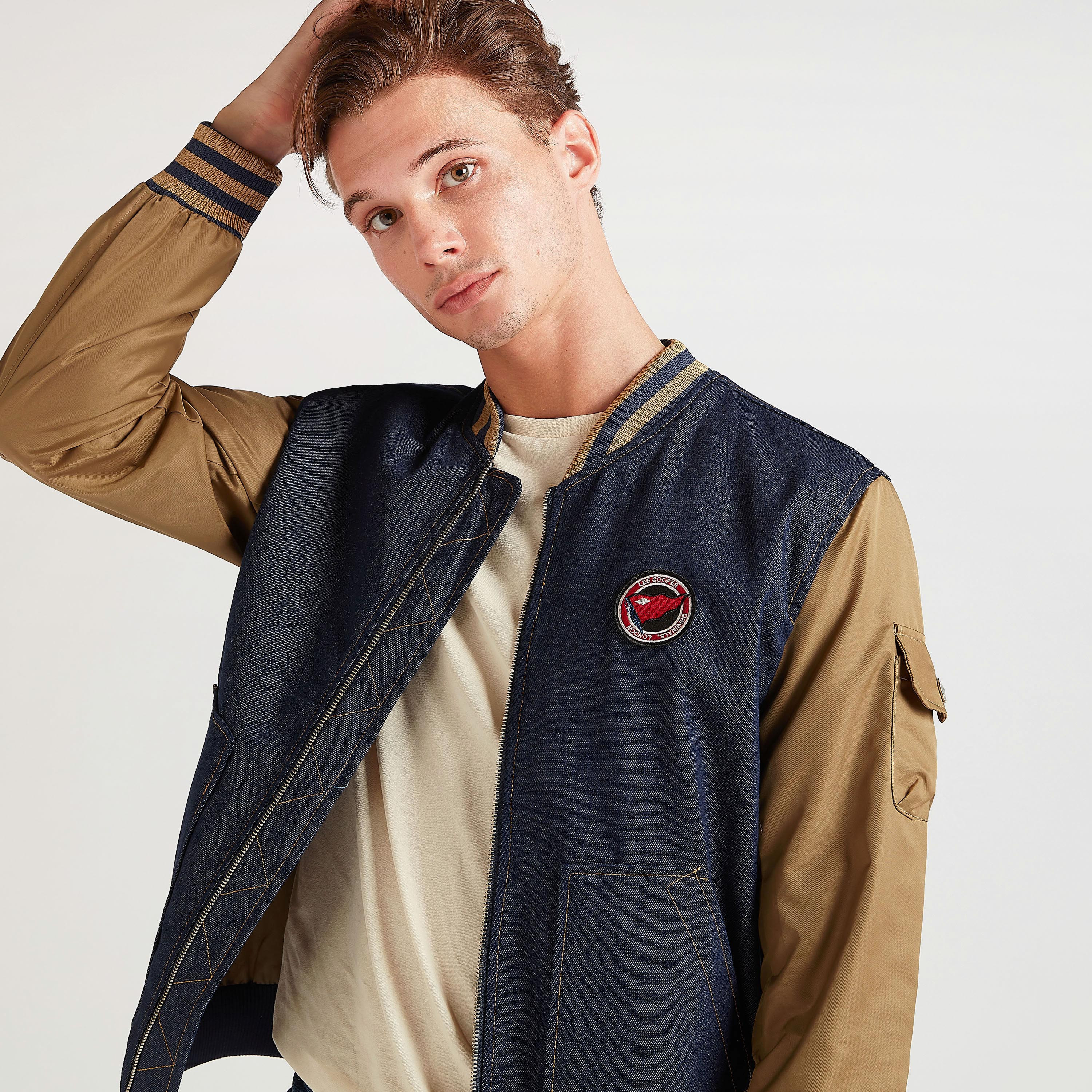 Men's denim bomber sales jackets