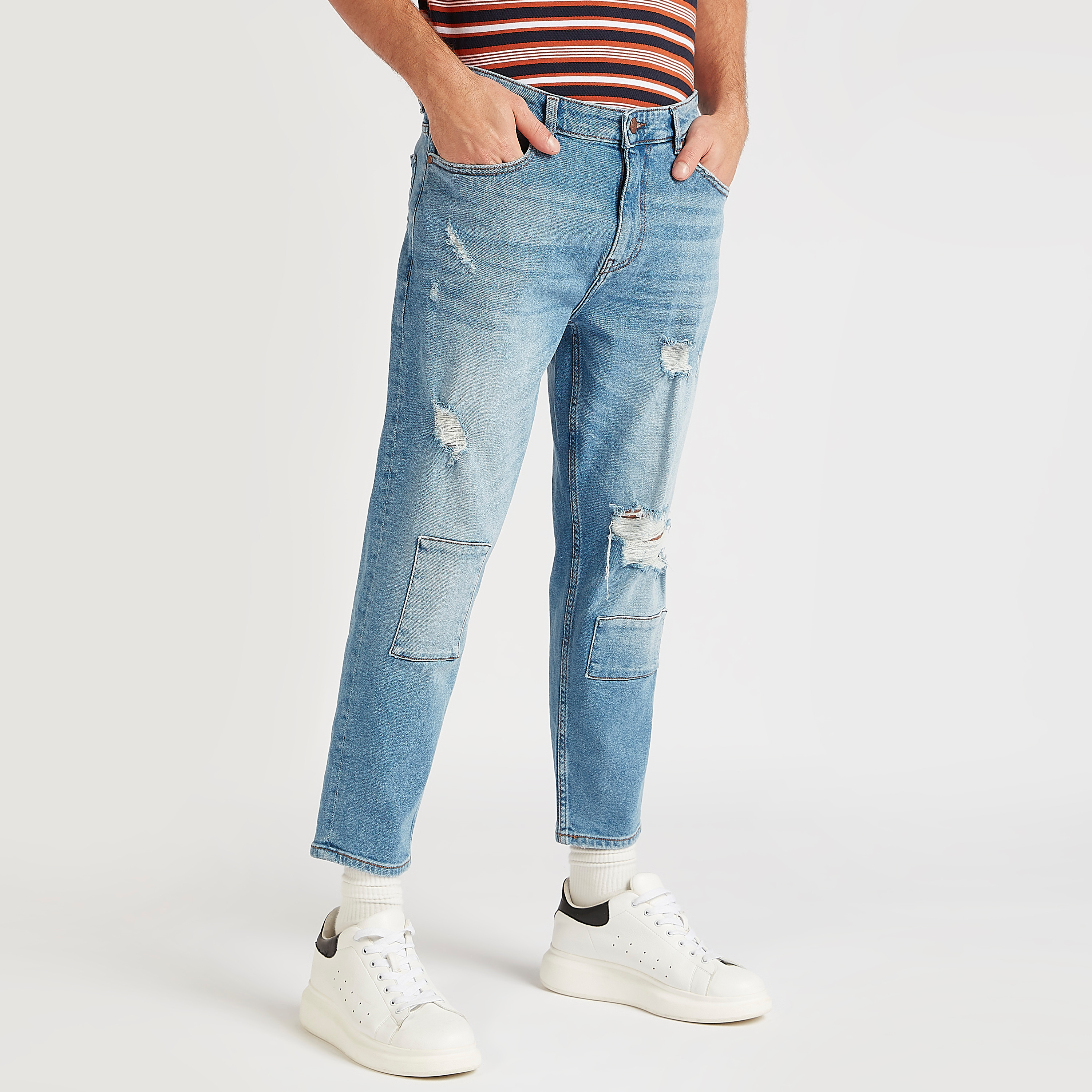 Lee Cooper Ripped Dad Fit Denim Jeans 