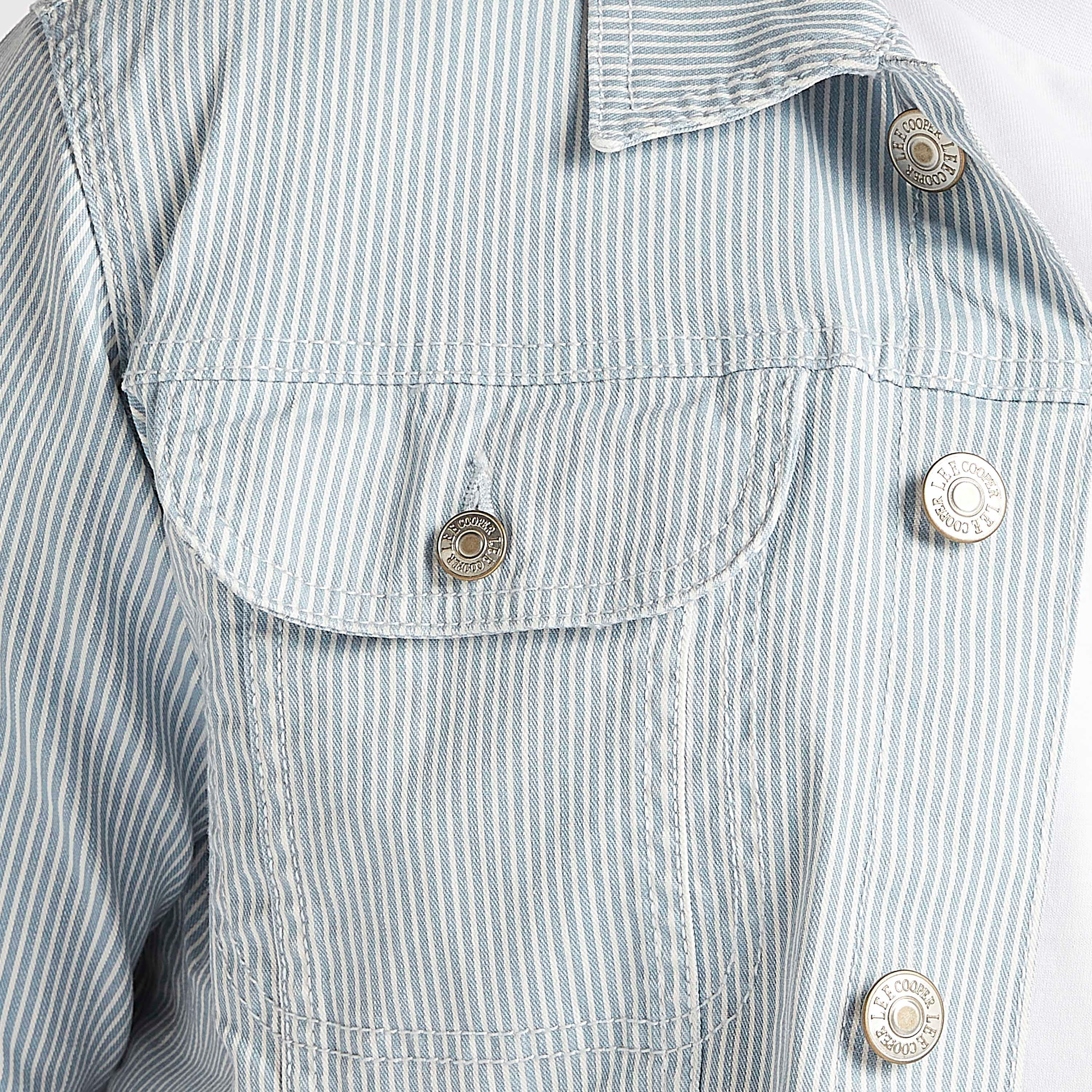 Lee Cooper Striped Denim Jacket with Long Sleeves and Flap Pockets-men-clothing-jacketsandblazers-jackets-image-5