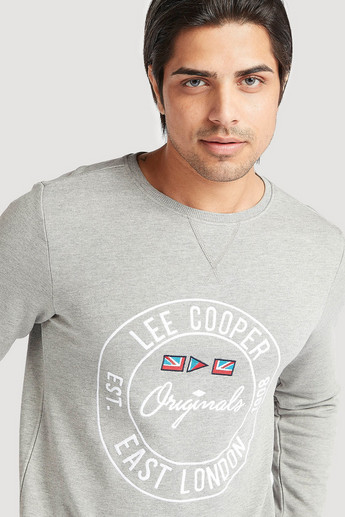 Sustainable Lee Cooper Printed Crew Neck Sweatshirt with Long Sleeves