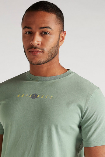 Sustainable Lee Cooper Printed Crew Neck T-shirt with Short Sleeves
