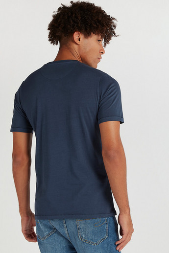 Sustainable Lee Cooper Solid Henley Neck T-shirt with Short Sleeves