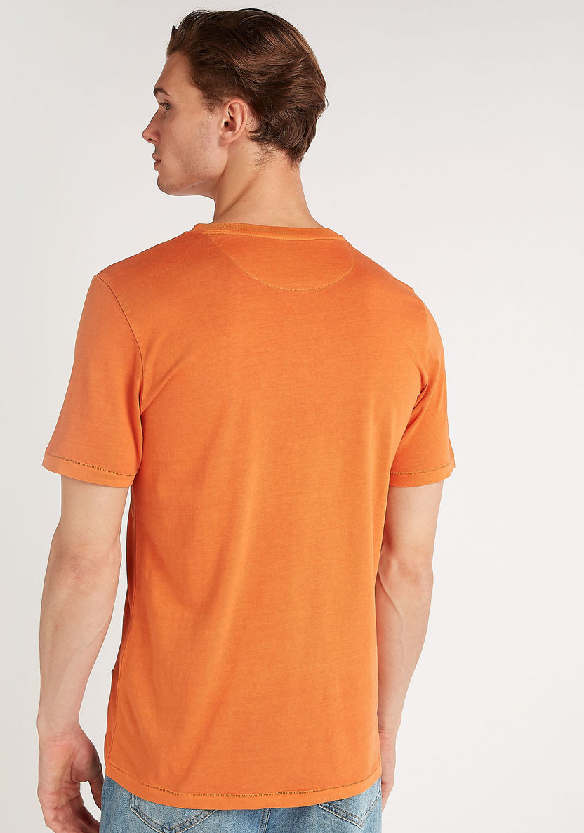 Lee Cooper Solid Henley Neck T-shirt with Short Sleeves-T Shirts-image-2