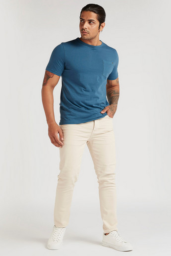 Sustainable Lee Cooper Solid Crew Neck T-shirt with Chest Pocket