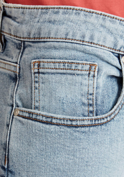 Lee Cooper Ripped Denim Shorts with Pockets
