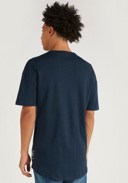 Lee Cooper Printed Oversized T-shirt with Crew Neck and Short Sleeves