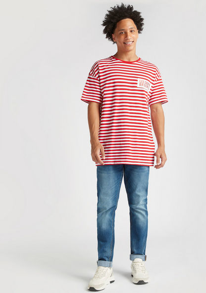 Lee Cooper Striped T-shirt with Crew Neck and Short Sleeves