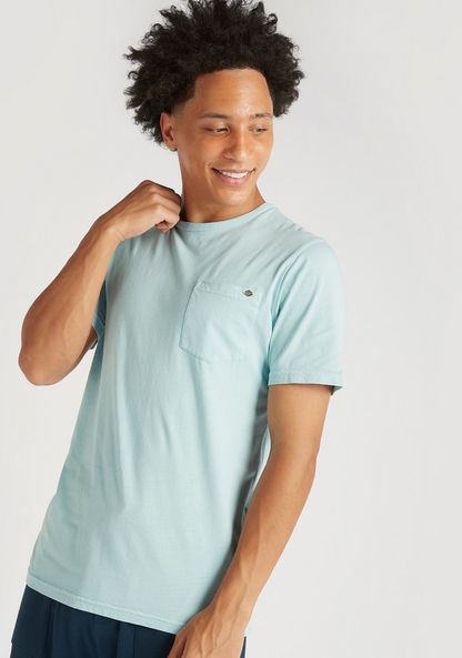 Lee Cooper Solid Crew Neck T-shirt with Pocket and Short Sleeves