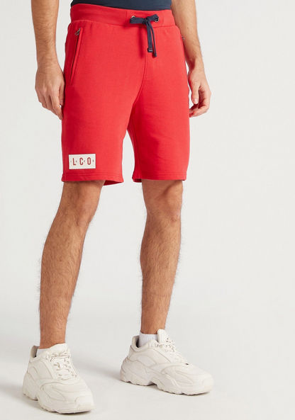 Lee Cooper Solid Shorts with Zipper Pockets and Drawstring Closure