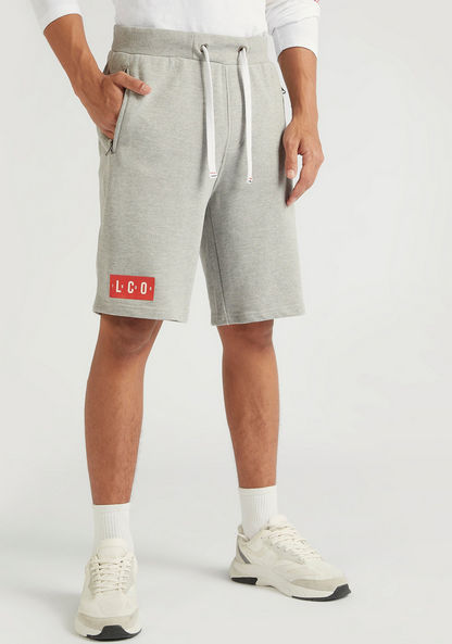 Lee Cooper Solid Shorts with Zipper Pockets and Drawstring Closure