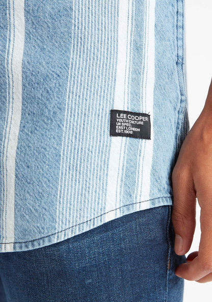 Lee Cooper Striped Denim Shirt with Flap Pockets