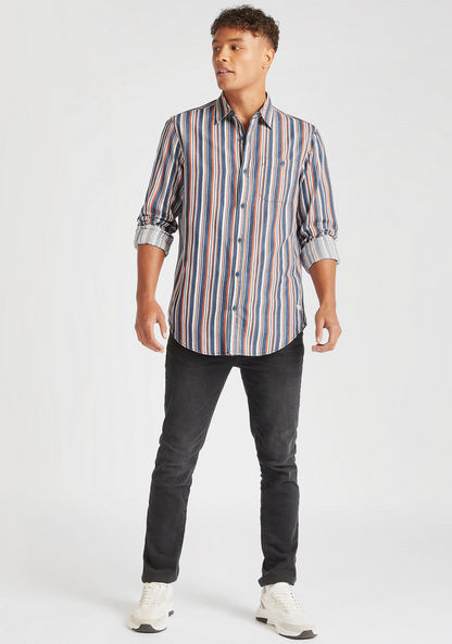 Lee Cooper Striped Shirt with Long Sleeves and Pocket