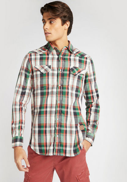 Lee Cooper Checked Shirt with Long Sleeves and Pockets