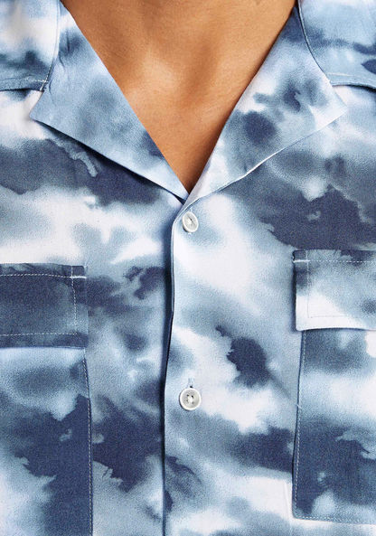 Lee Cooper Tie-Dye Print Shirt with Short Sleeves