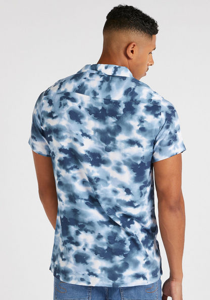 Lee Cooper Tie-Dye Print Shirt with Short Sleeves