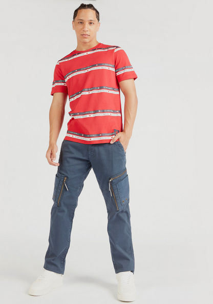Lee Cooper Striped Crew Neck T-shirt with Short Sleeves