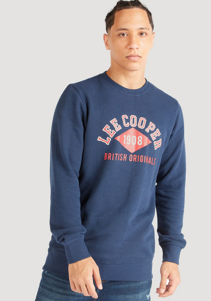 Lee Cooper Printed Crew Neck Sweatshirt with Long Sleeves-Sweatshirts-image-4