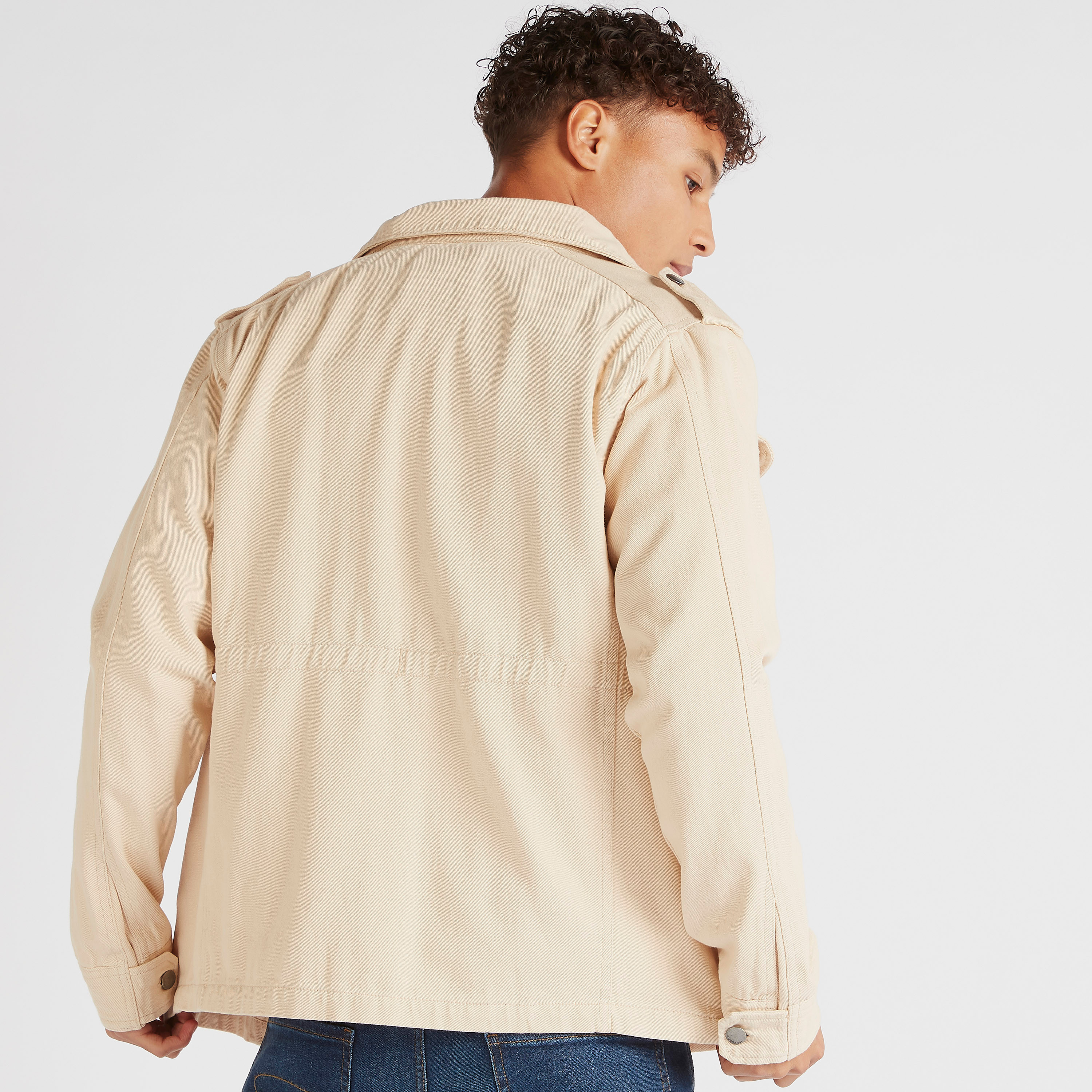 Lee Cooper Solid Jacket with Pockets and Button Closure-men-clothing-jacketsandblazers-jackets-image-4