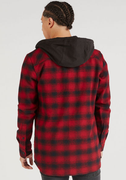 Lee Cooper Checked Shirt with Long Sleeves and Hood