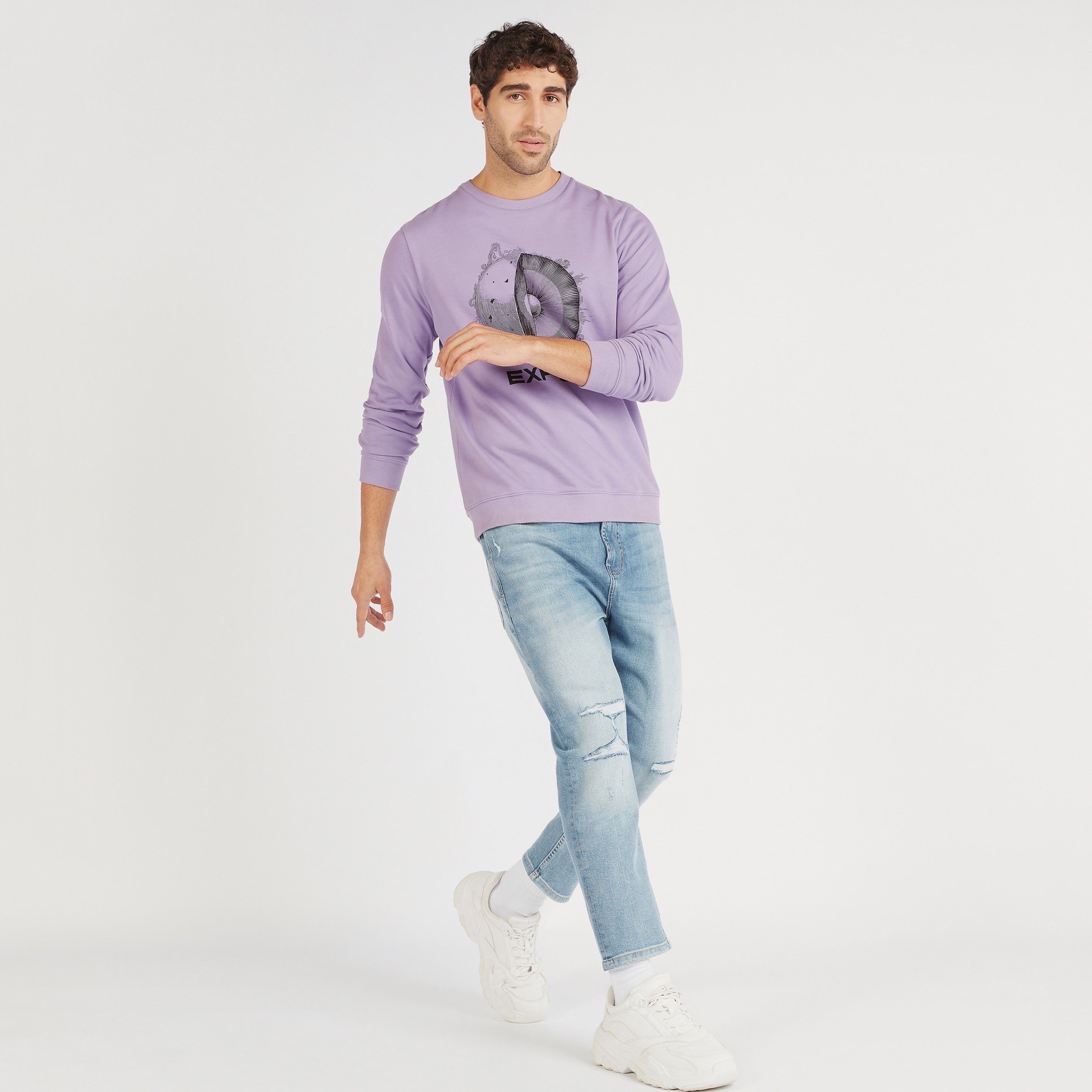 Lee Cooper Slim Fit Mid-Rise Distressed Jeans with Pockets-men-clothing-jeans-image-2