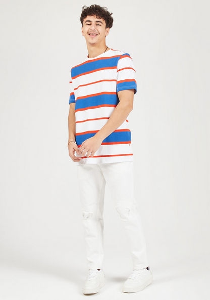 Lee Cooper Striped Crew Neck T-shirt with Short Sleeves-T Shirts-image-1