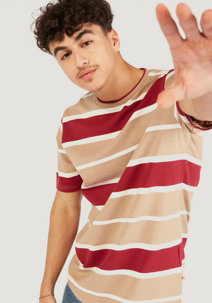 Lee Cooper Striped Crew Neck T-shirt with Short Sleeves-T Shirts-image-2