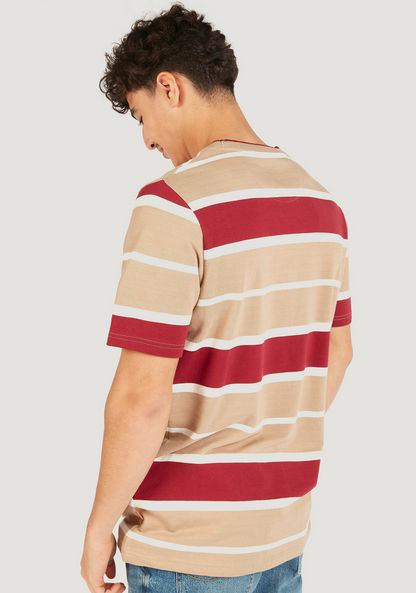 Lee Cooper Striped Crew Neck T-shirt with Short Sleeves-T Shirts-image-3