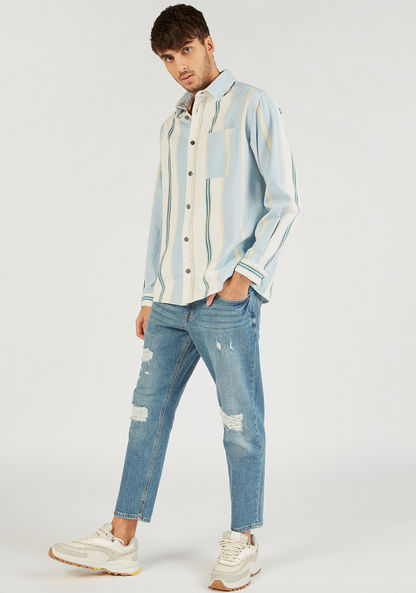 Lee Cooper Twill Striped Shirt with Long Sleeves and Chest Pocket-Shirts-image-1
