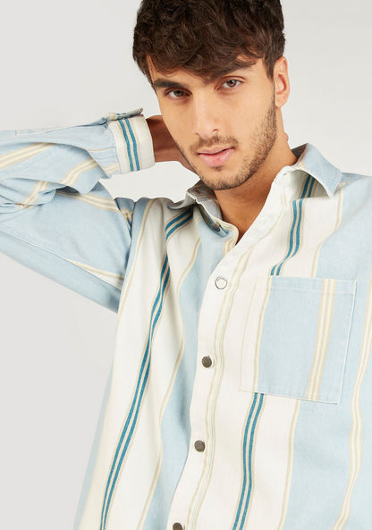 Lee Cooper Twill Striped Shirt with Long Sleeves and Chest Pocket-Shirts-image-4