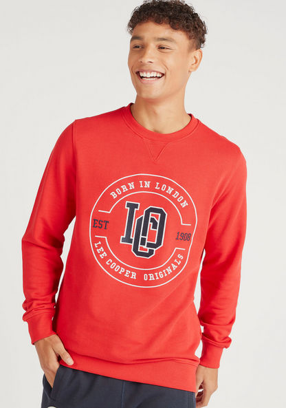 Lee Cooper Printed Crew Neck Sweatshirt with Long Sleeves-Sweatshirts-image-0