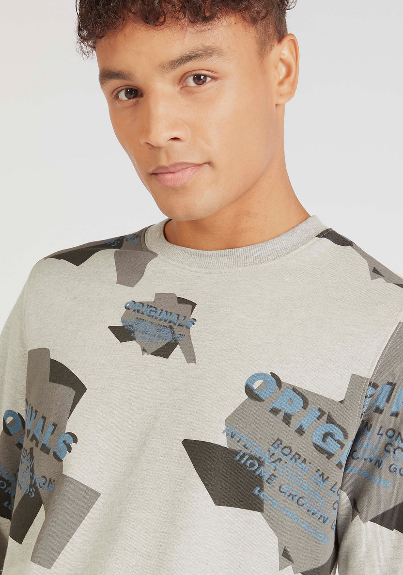 Lee Cooper Printed Crew Neck Sweatshirt with Long Sleeves-Sweatshirts-image-2