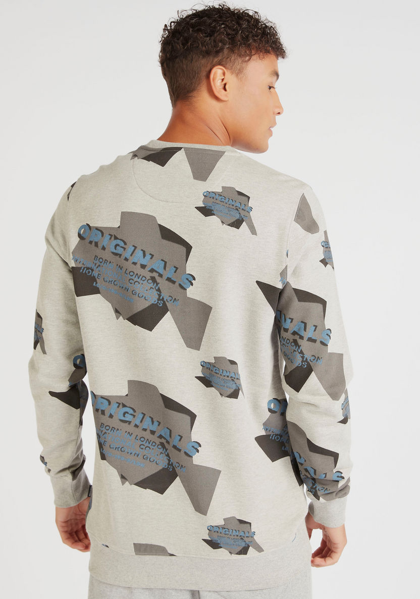 Lee Cooper Printed Crew Neck Sweatshirt with Long Sleeves-Sweatshirts-image-3