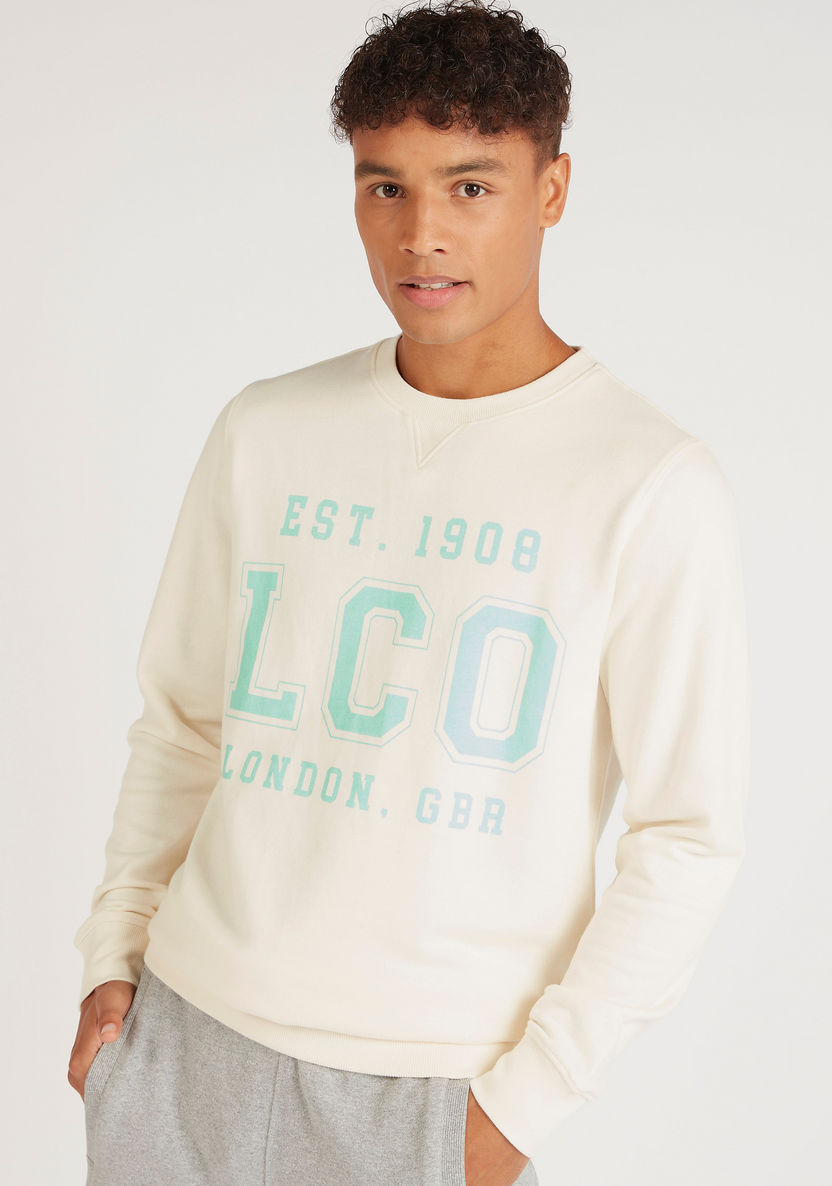 Lee Cooper Graphic Print Crew Neck Sweatshirt with Long Sleeves-Sweatshirts-image-0